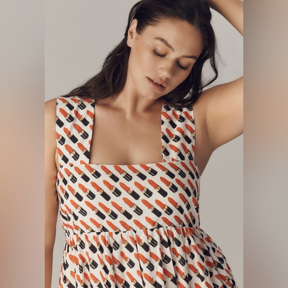 NWT Anthropologie The Helena Square-Neck Smocked Tiered Midi Dress Sz M - Picture 3 of 10